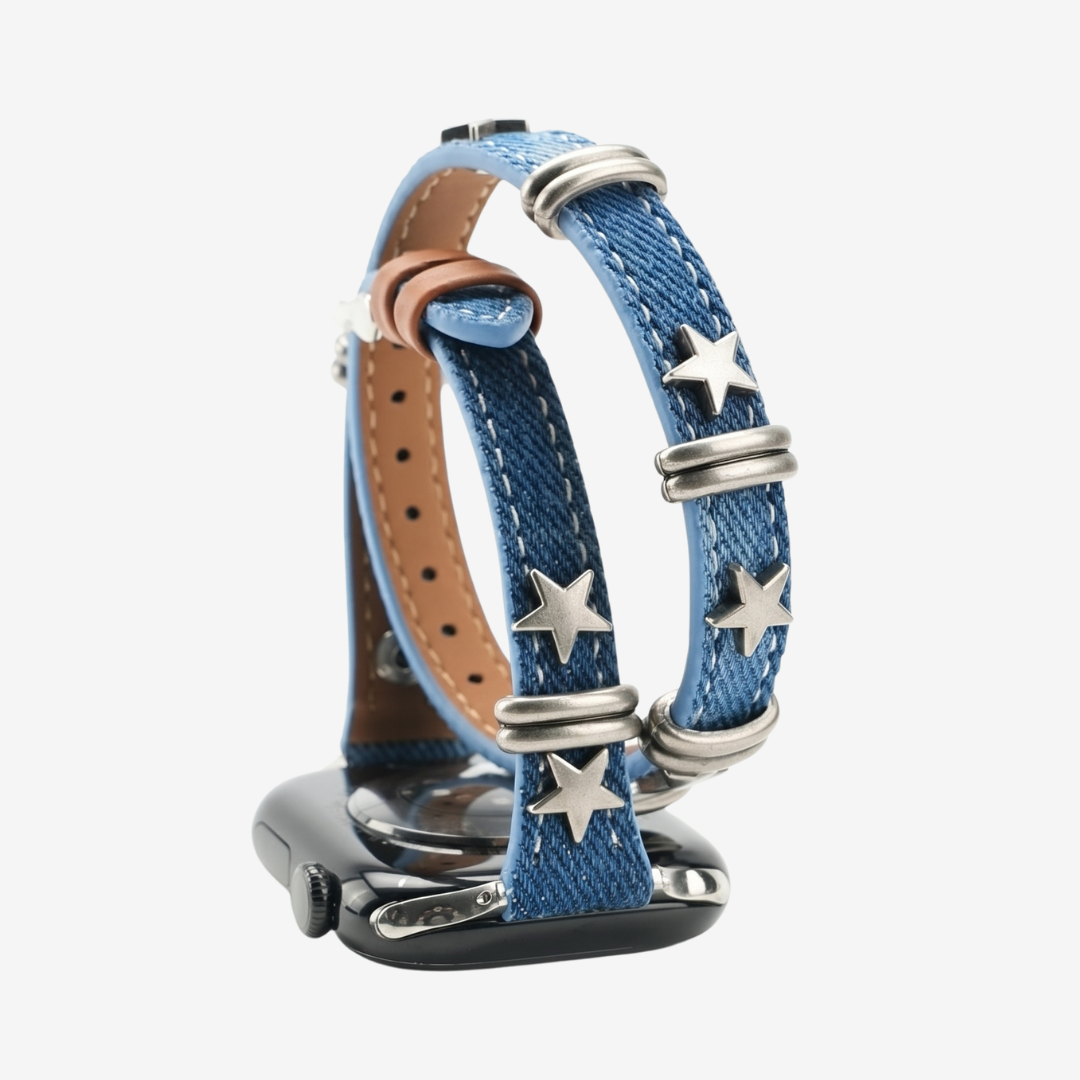 Starlight Rivet Leather Apple Watch Band - Denim Blue / 42mm/41mm/40mm - Watch Band
