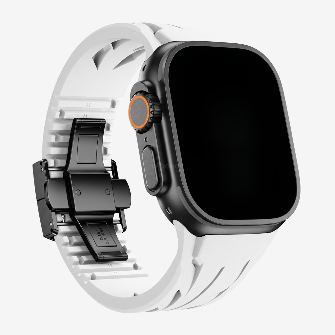 Supercar FKM Band For Apple Watch - White Band-Black Buckle / 44mm/45mm/46mm - Watch Band