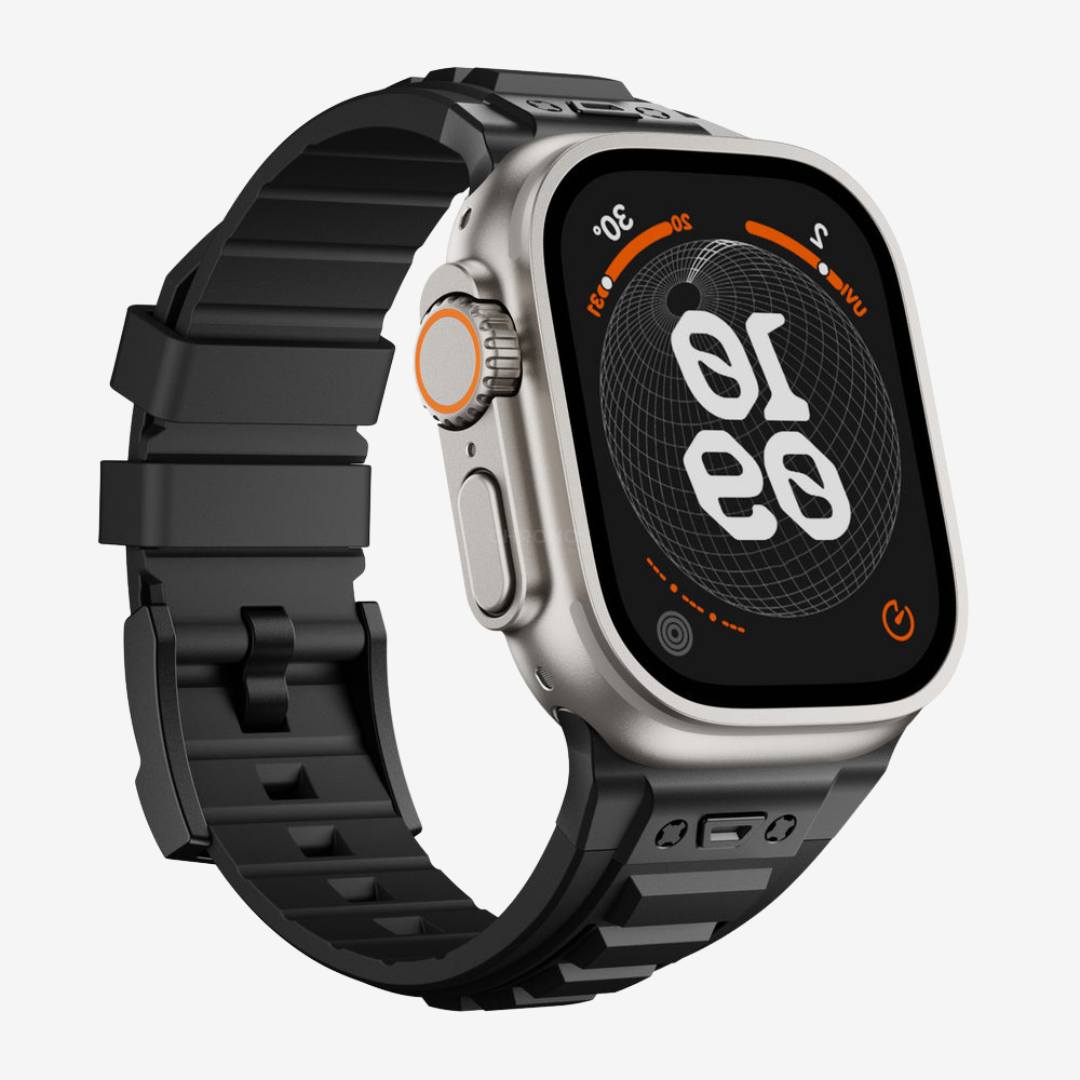 Tactical High Elastic Silicone Band for Apple Watch - Black Band-Black Adapter / 44mm/45mm/46mm - Watch Band