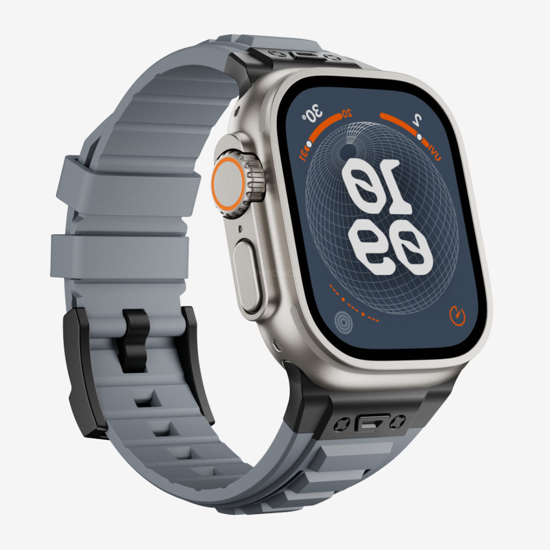 Tactical High Elastic Silicone Band for Apple Watch - Gray Band-Black Adapter / 44mm/45mm/46mm - Watch Band