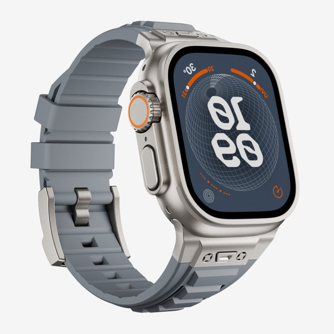 Tactical High Elastic Silicone Band for Apple Watch - Gray Band-Titanium Adapter / 44mm/45mm/46mm - Watch Band