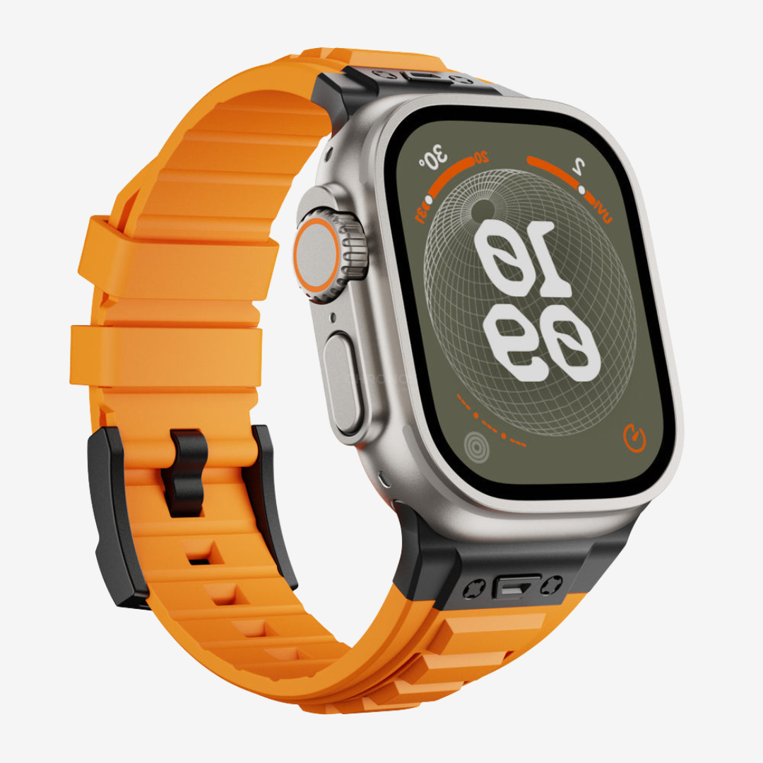 Tactical High Elastic Silicone Band for Apple Watch - Orange Band-Black Adapter / 44mm/45mm/46mm - Watch Band