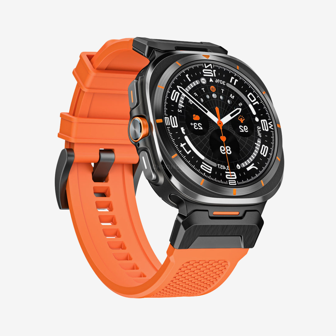 Tactical Rubber Band For Samsung Watch 7 Ultra - Orange-Black Adapter / Samsung Watch 7 Ultra - Watch Band