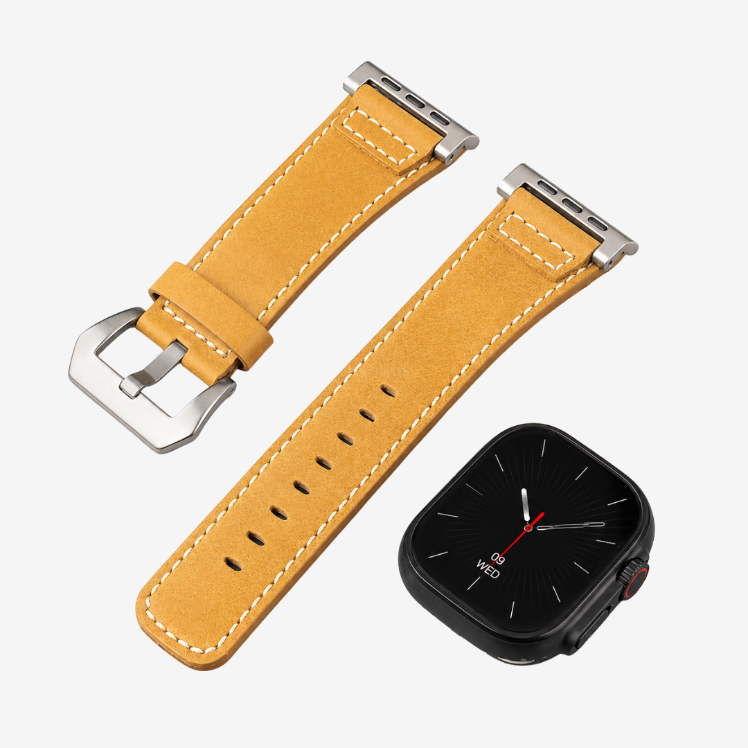 Ultra-Wide Armor Band for Apple Watch Ultra - Light Brown / Silver / 46mm/45mm/44mm - Watch Band
