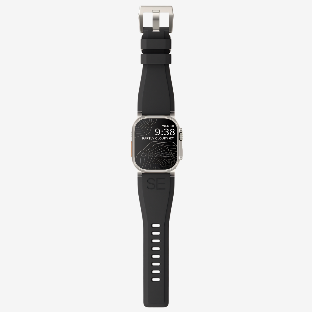 Ultra-Wide Sports Band For Apple Watch Ultra - Black-Silver Buckle / 49mm - Watch Band