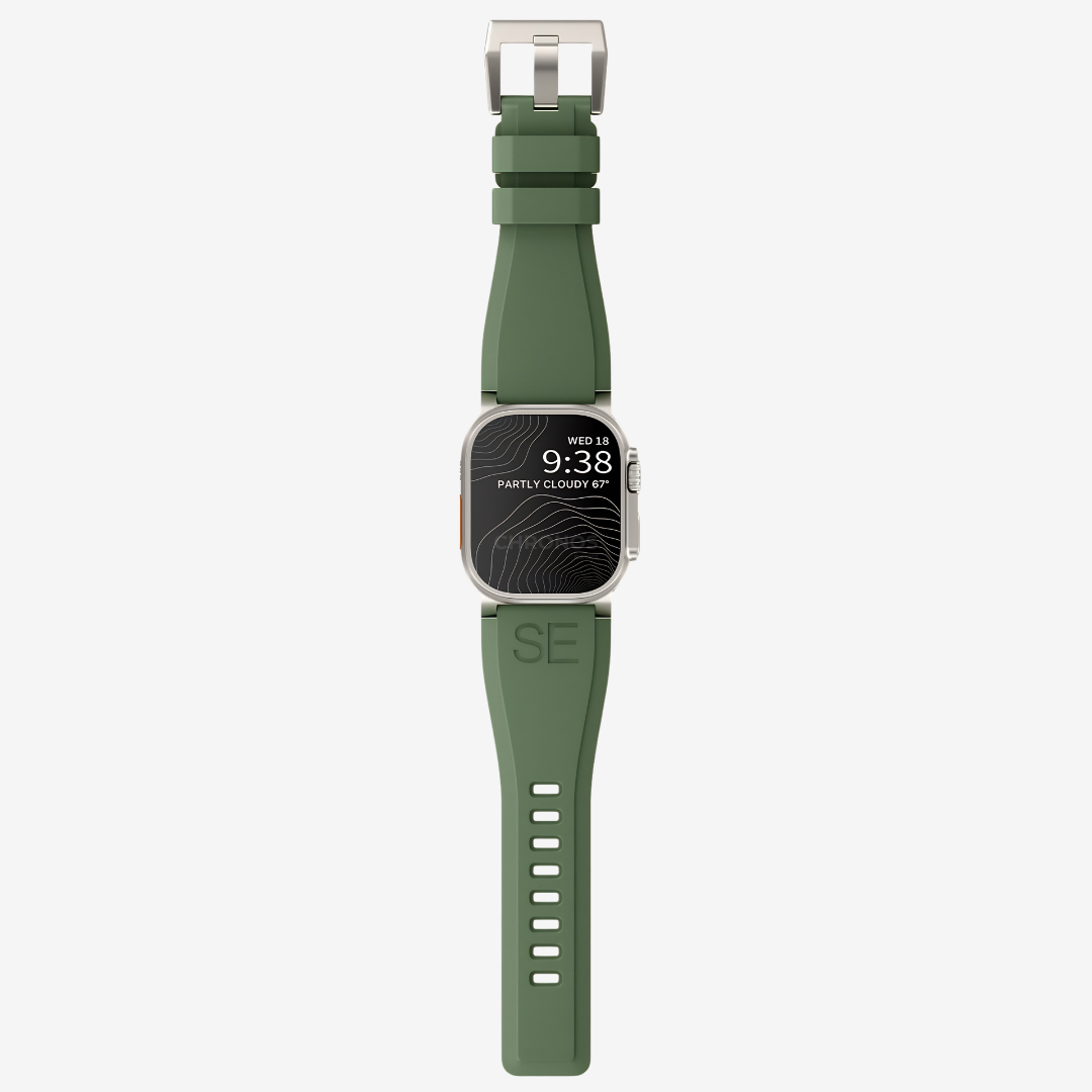 Ultra-Wide Sports Band For Apple Watch Ultra - Green-Silver Buckle / 49mm - Watch Band