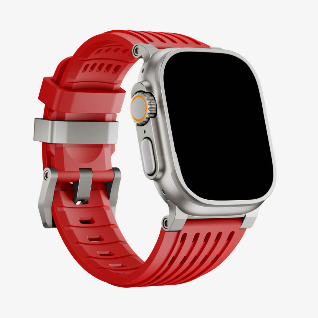 Ultra-Wide Ventilated Sport Band - Red Silver / 46mm/45mm/44mm - Watch Band