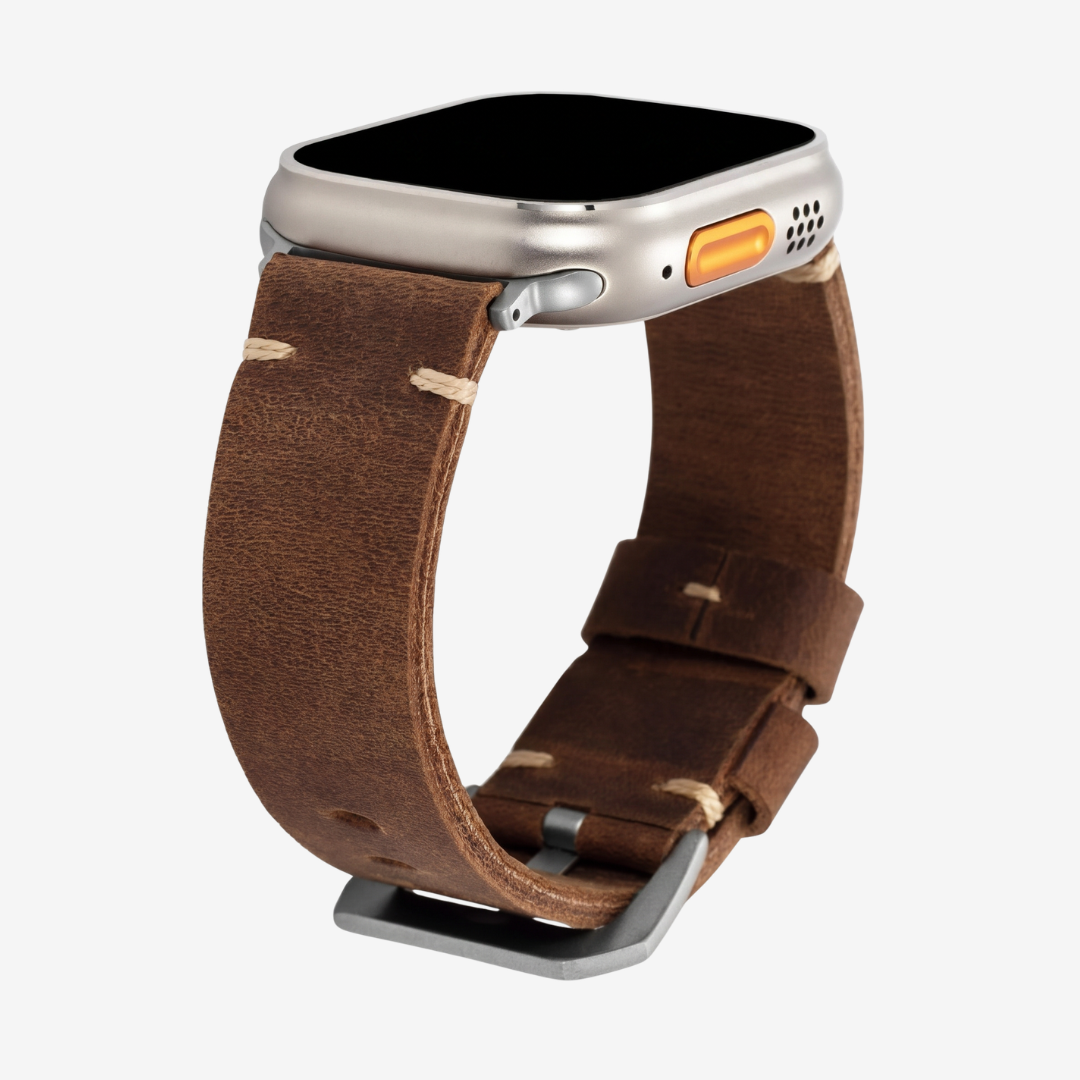 Vintage Leather Band For Apple Watch - Brown / Silver / 40mm/41mm/42mm - Watch Band