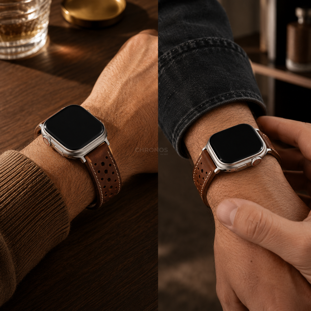 Vintage Racing Leather Band For Apple Watch - Watch Band