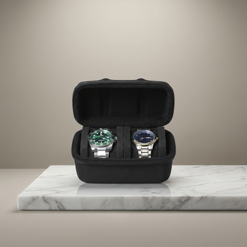 Watch Box – Black Compact 2 Slots - Watch Box