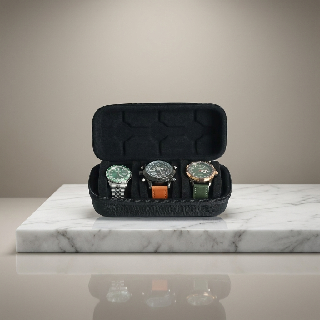 Watch Box – Black Compact 3 Slots - Watch Box
