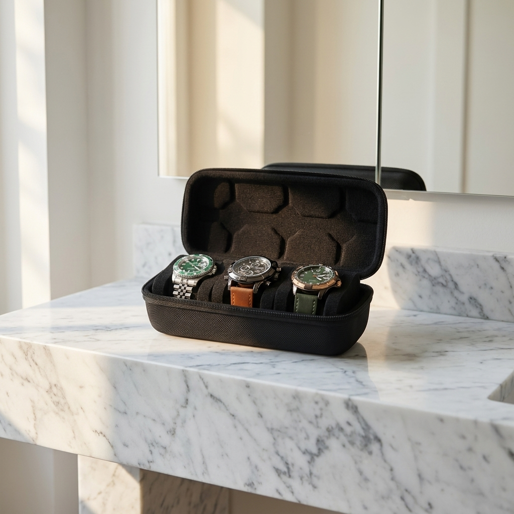 Watch Box – Black Compact 3 Slots - Watch Box