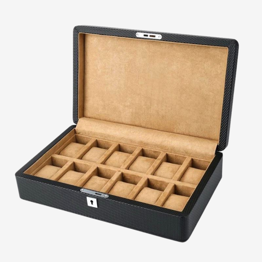 Watch Box – Carbon 12 Slots - Brown - Watch Box