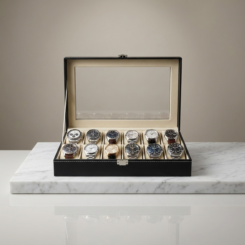 Watch Box – Classic Black 12 Slots - Watch Box