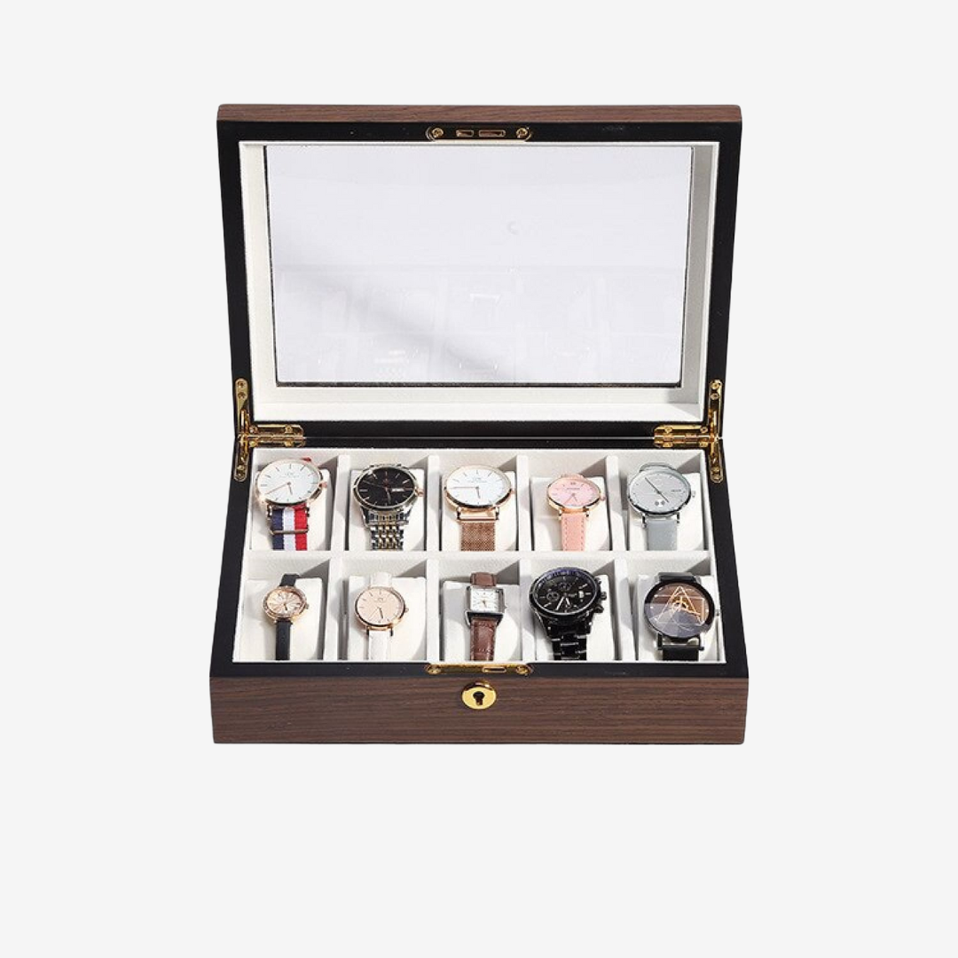 Boîte à montres - Bois classique 10 emplacements - Boîte à montres