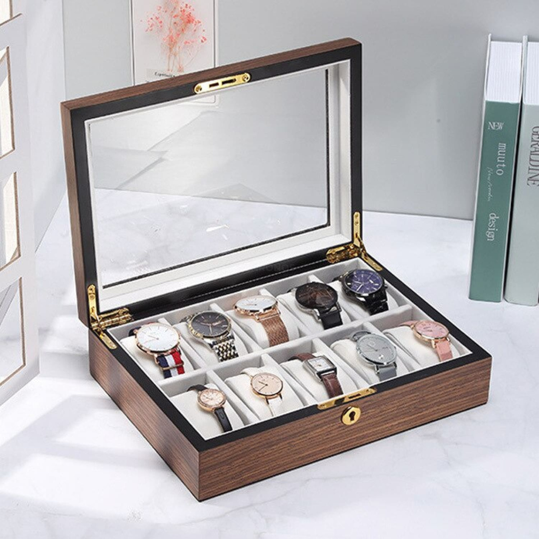 Watch Box - Classic Wood 10 Slots - Watch Box