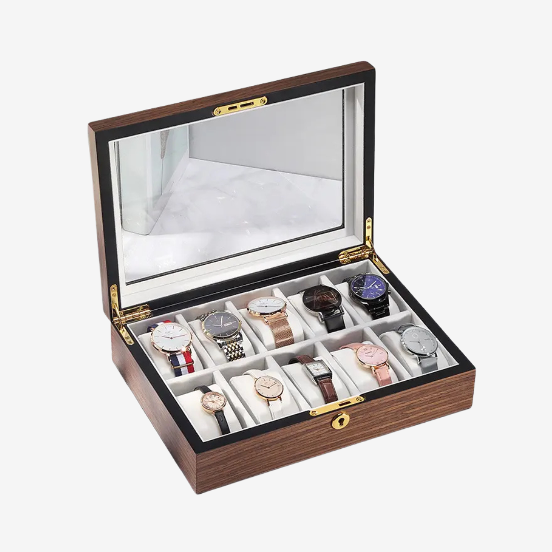 Watch Box - Classic Wood 10 Slots - Watch Box