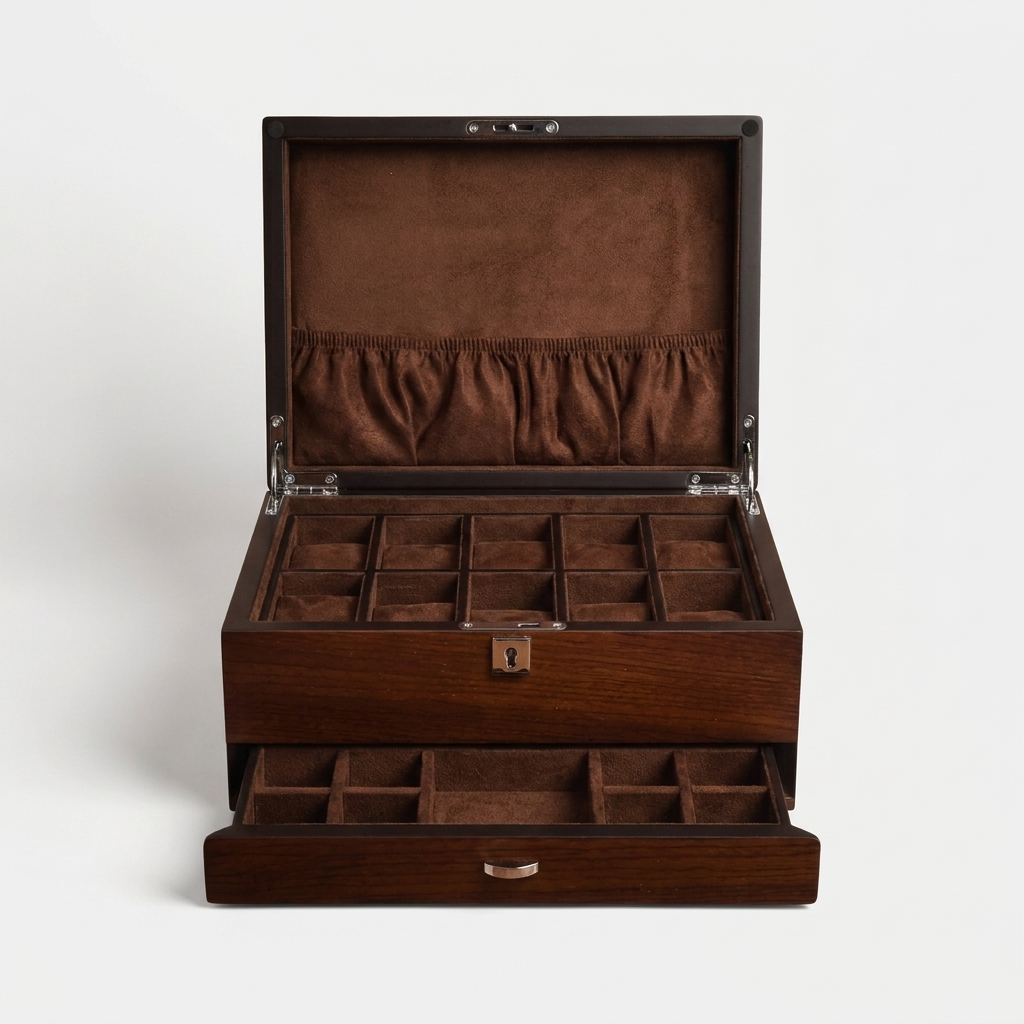 Watch Box – Elite Wood Drawer 10 Slots - Brown - Watch Box