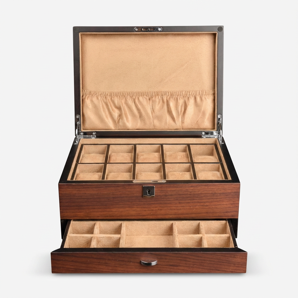 Watch Box – Elite Wood Drawer 10 Slots - Beige - Watch Box