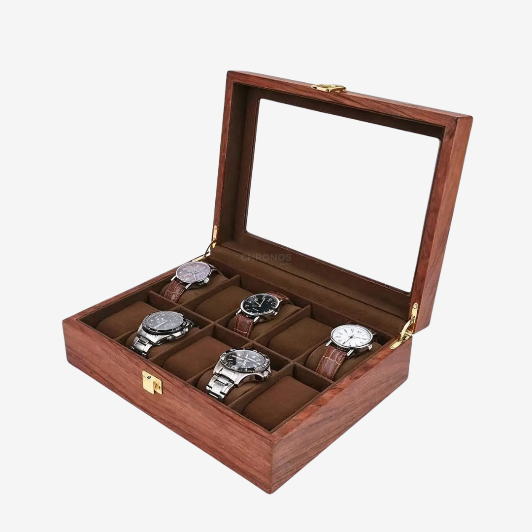 Watch Box – Heritage Deca Box 10 Slots - Mahogany Finish - Watch Box