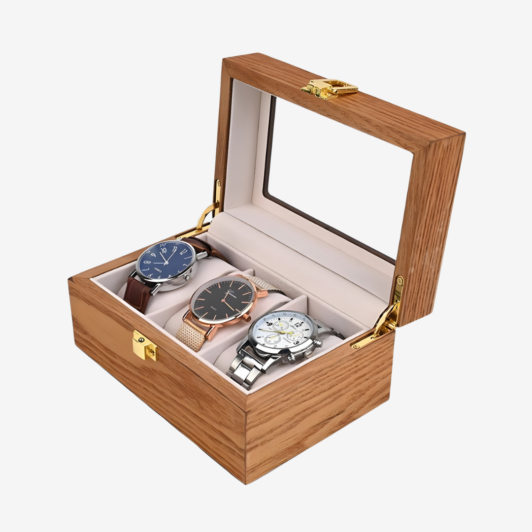Watch Box – Heritage Trio Box 3 Slots - Light Oak Finish - Watch Box