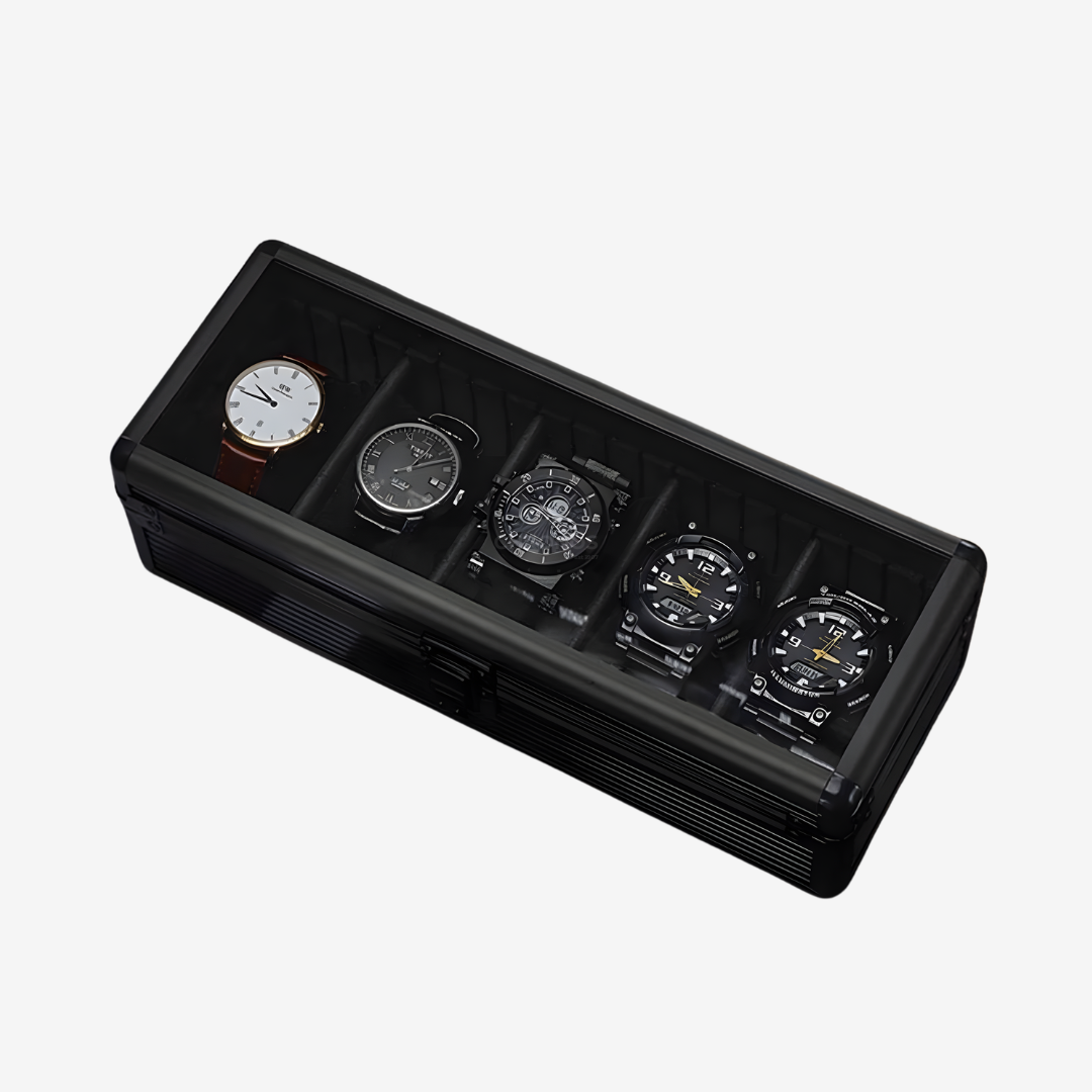 Watch Box – Imperium Aluminum 5 Slots - Black - Watch Box
