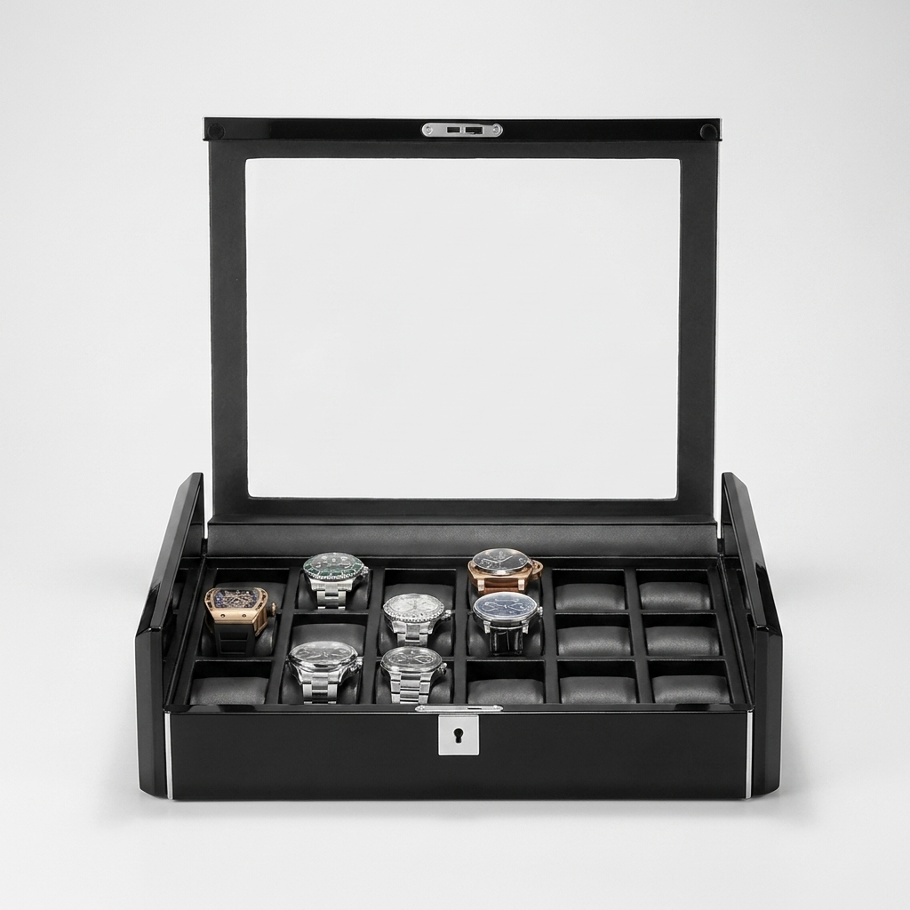 Watch Box – Luxury Piano 18 Slots - Black - Watch Box