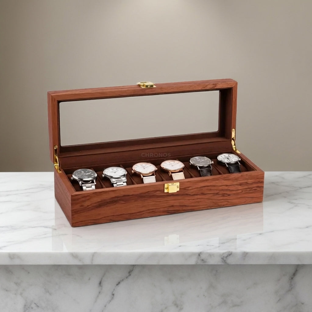 Watch Box – Mahogany 6 Slots - Watch Box