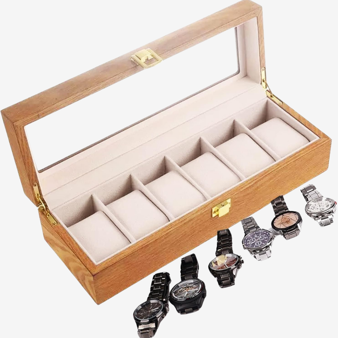 Watch Box - Natural Acacia 6 Slots - Watch Box