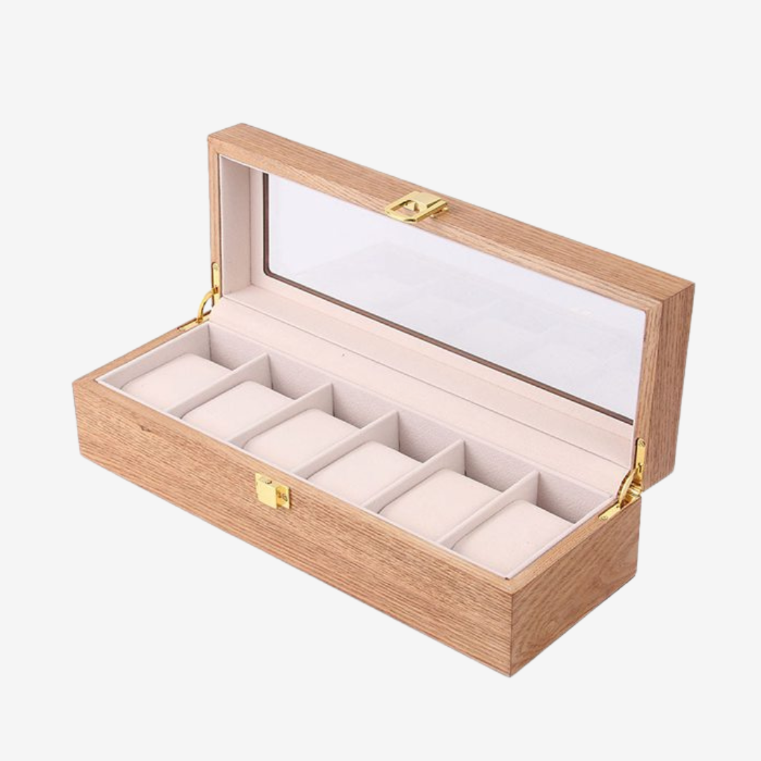 Watch Box - Natural Acacia 6 Slots - Watch Box
