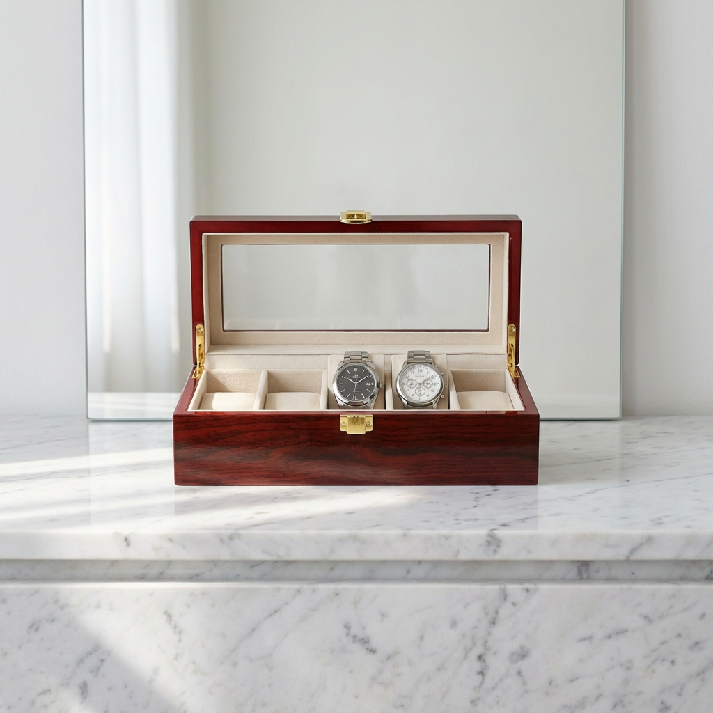Watch Box – Red Wood 5 Slots - Watch Box
