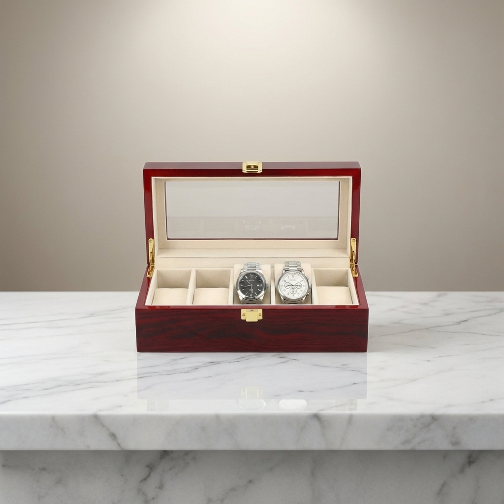 Watch Box – Red Wood 5 Slots - Watch Box