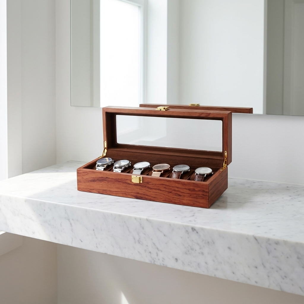 Watch Box – Walnut Wood 6 Slots - Watch Box