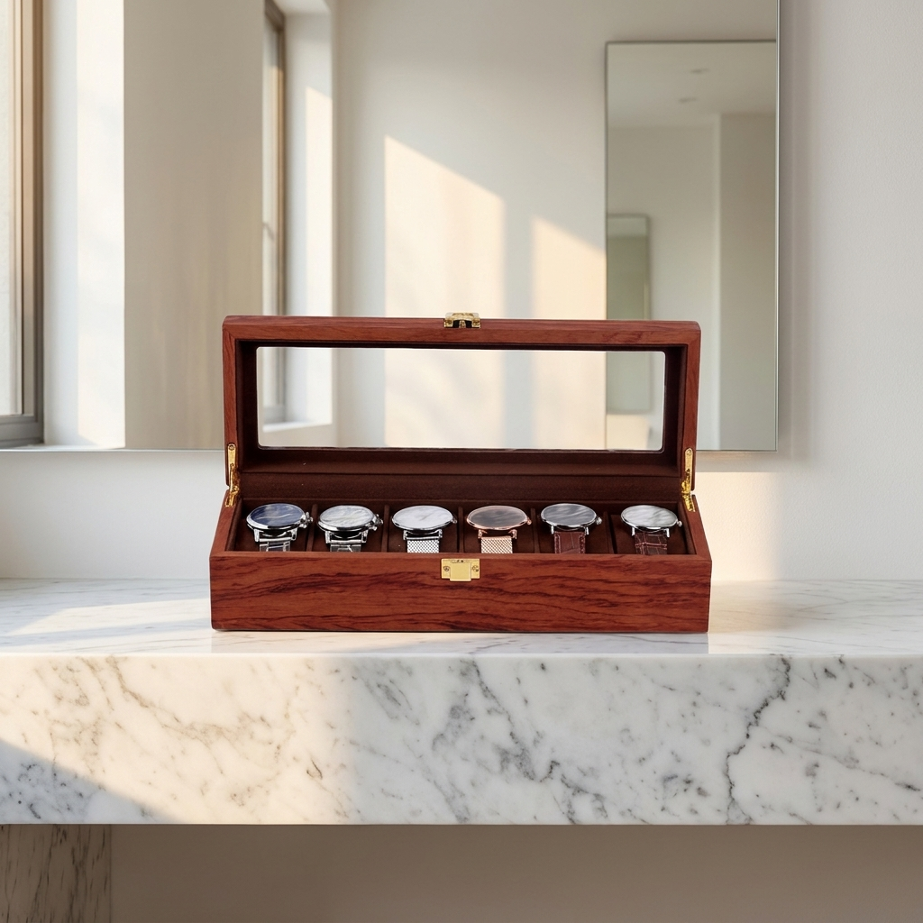 Watch Box – Walnut Wood 6 Slots - Watch Box