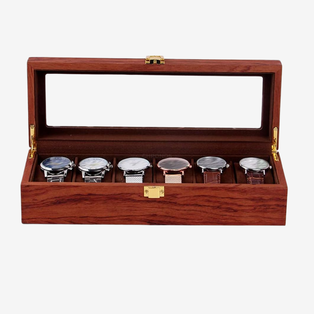 Watch Box - Walnut Wood 6 Slots - Watch Box