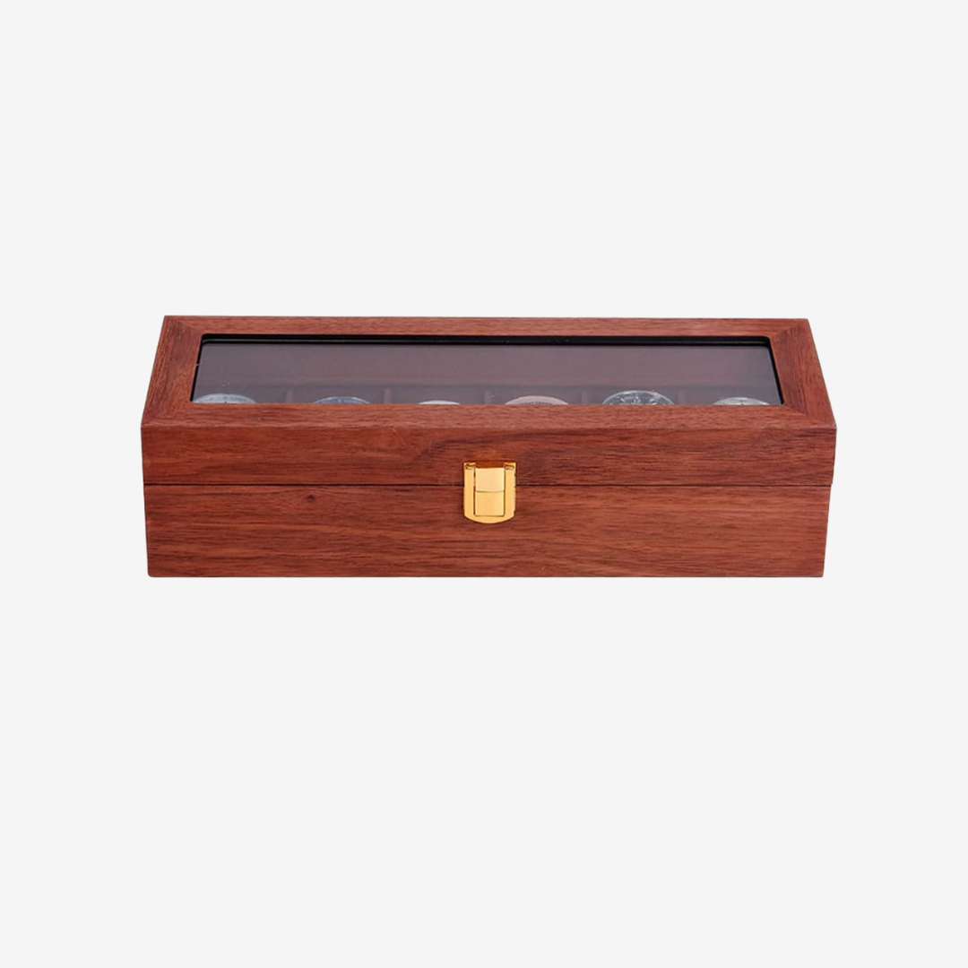 Watch Box - Walnut Wood 6 Slots - Watch Box