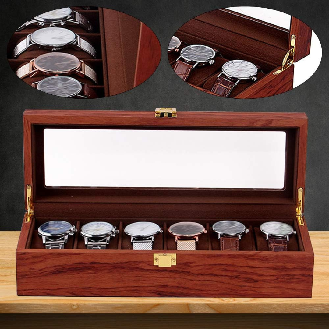 Watch Box - Walnut Wood 6 Slots - Watch Box