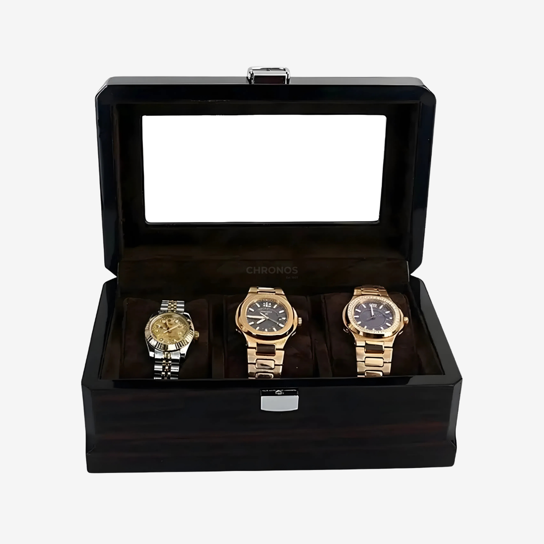 Watch Box – Watchmaster Black 3 Slots - Watch Box