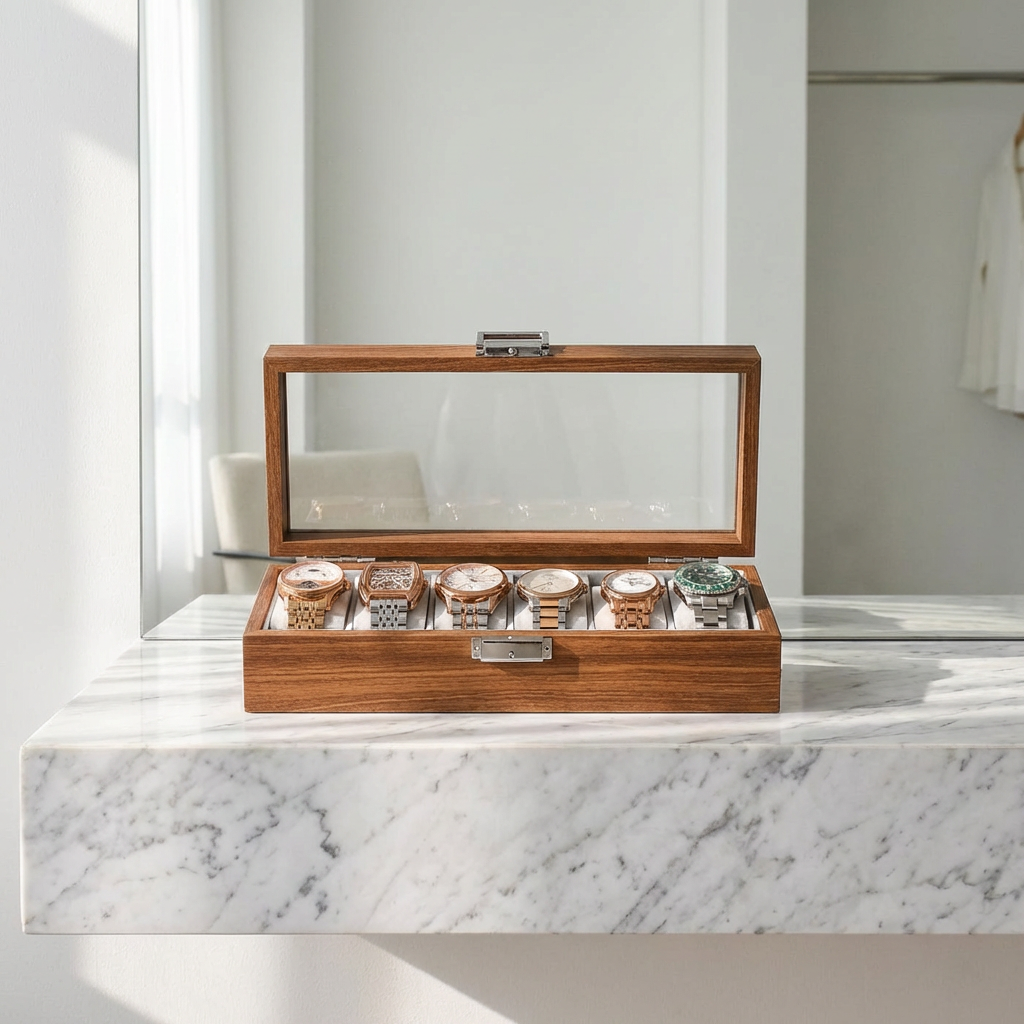 Watch Box – Wood and Transparent - 6 slots - Watch Box