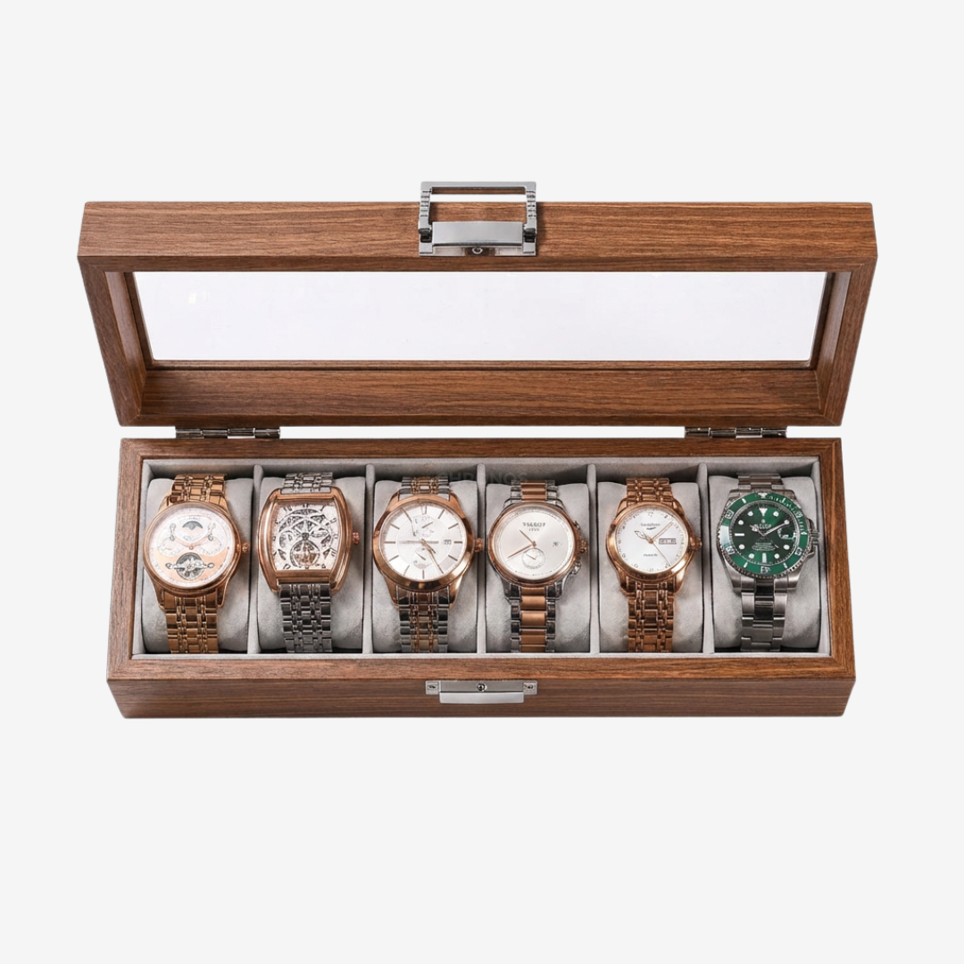 Watch Box – Wood and Transparent - 6 slots - Watch Box
