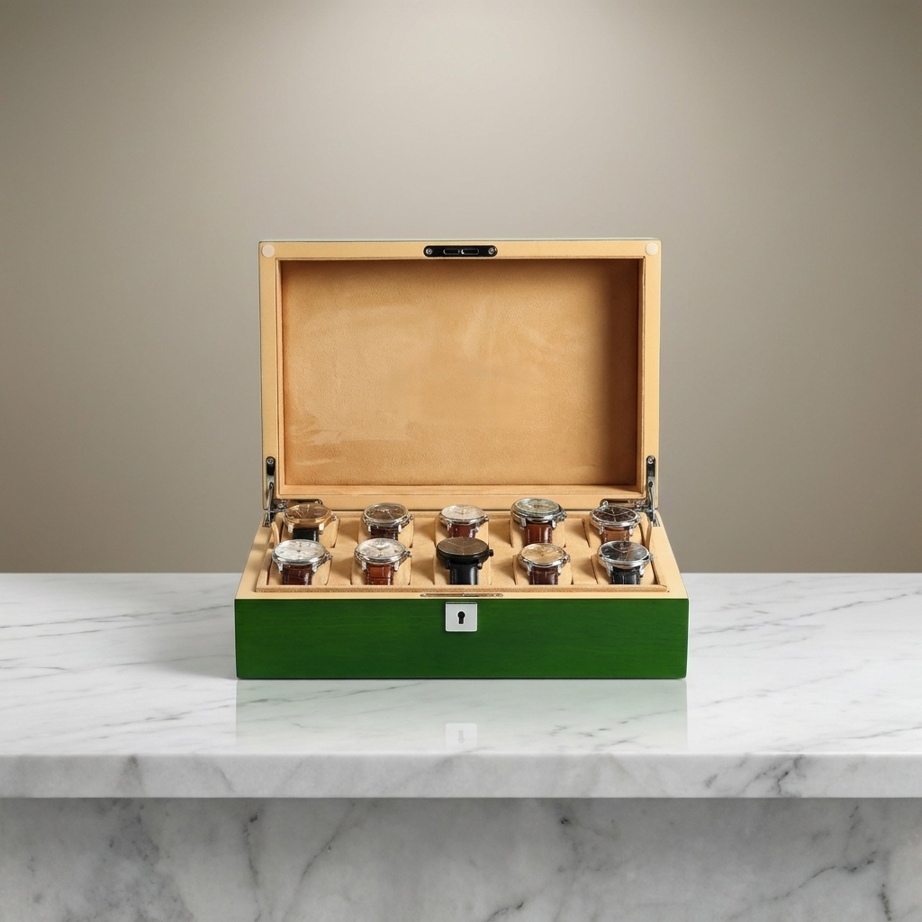 Watch Box – Wooden Green 10 Slots - Watch Box