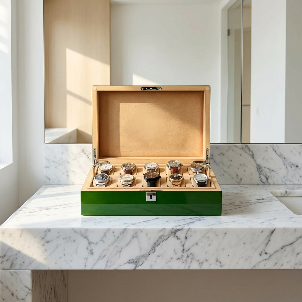 Watch Box – Wooden Green 10 Slots - Watch Box