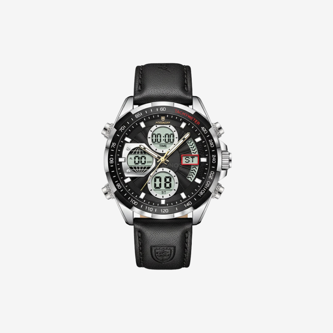 Watch – Capri – 46mm - Silver Black - Leather - Watch