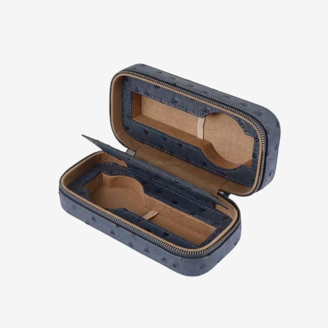 Watch Case – Bluish Ostrich 2 Slots - Watch Box