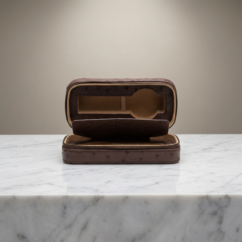 Watch Case – Brown Ostrich 2 Slots - Watch Box
