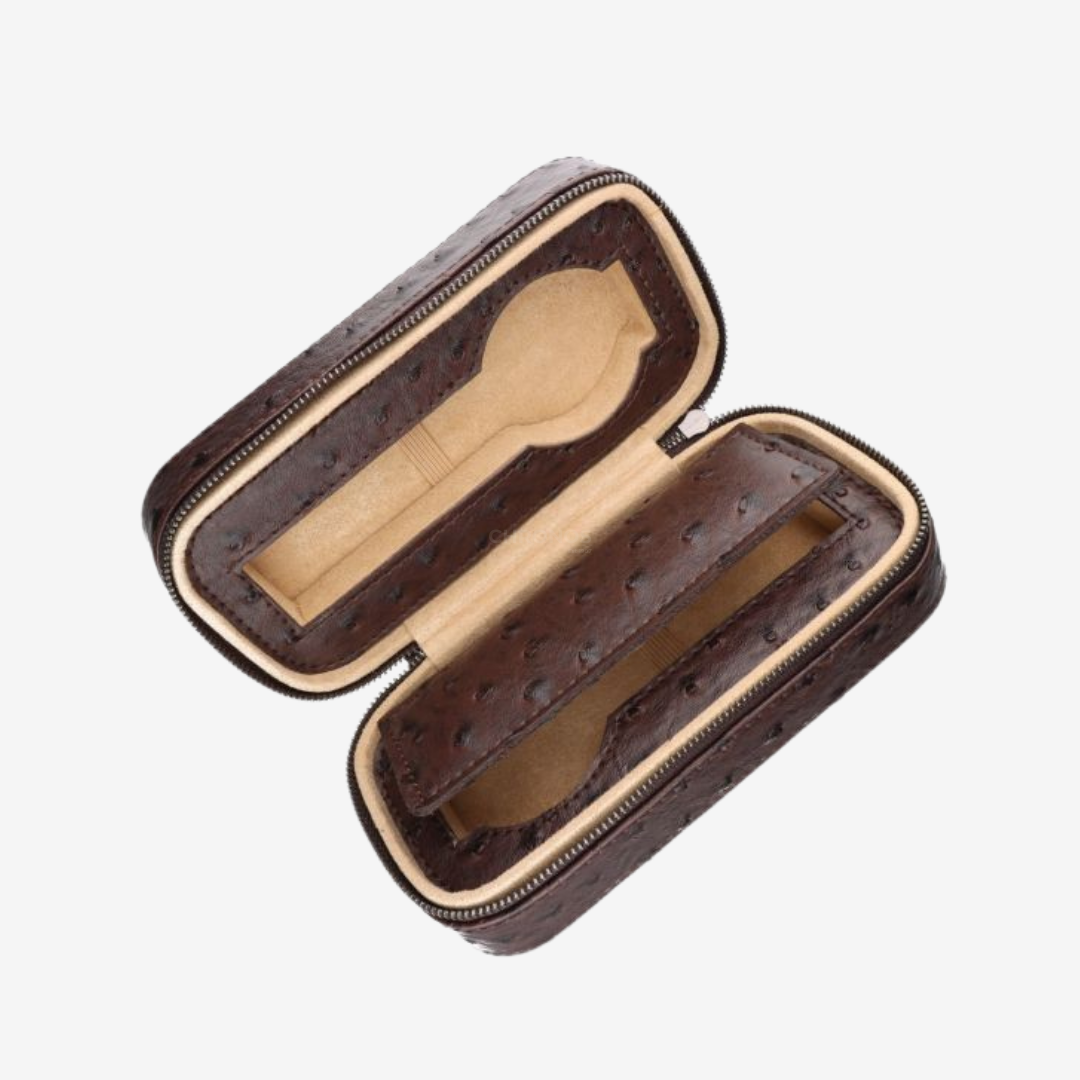 Watch Case – Brown Ostrich 2 Slots - Watch Box