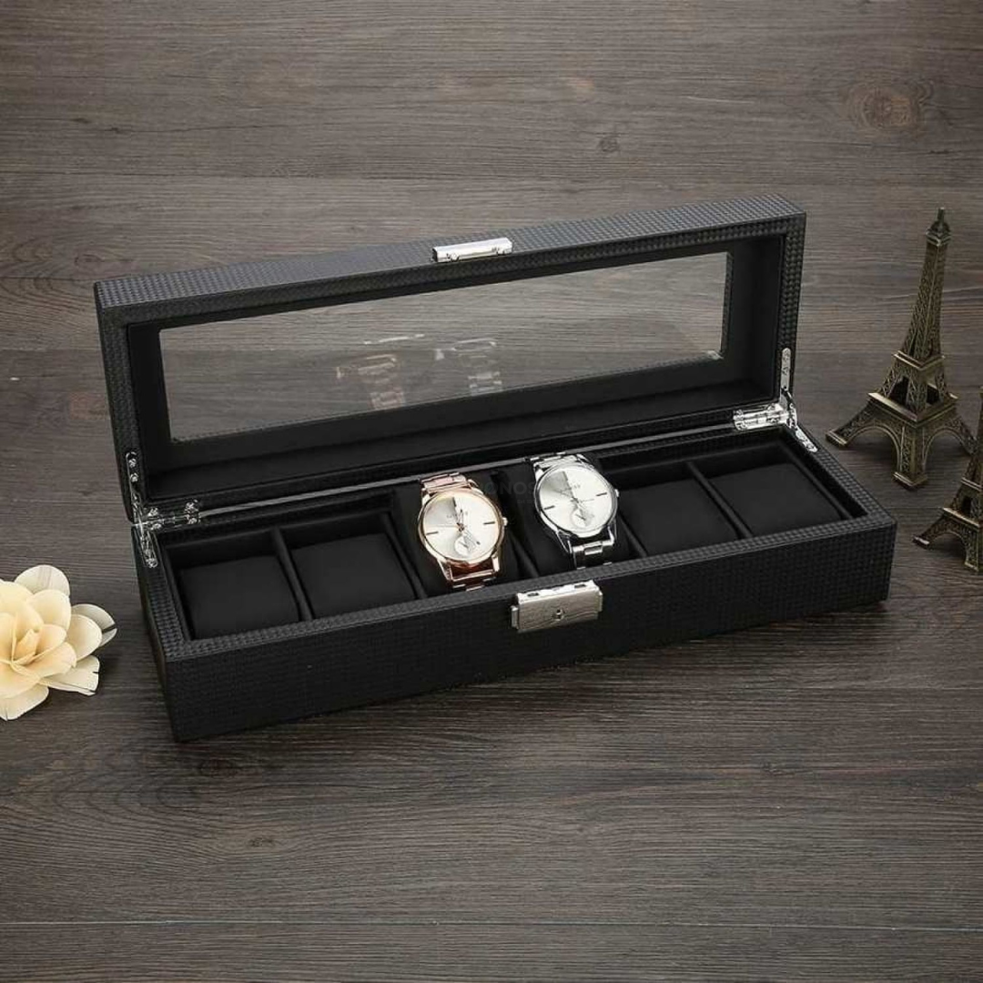 Watch Case - Carbon 6 Slots - Watch Box