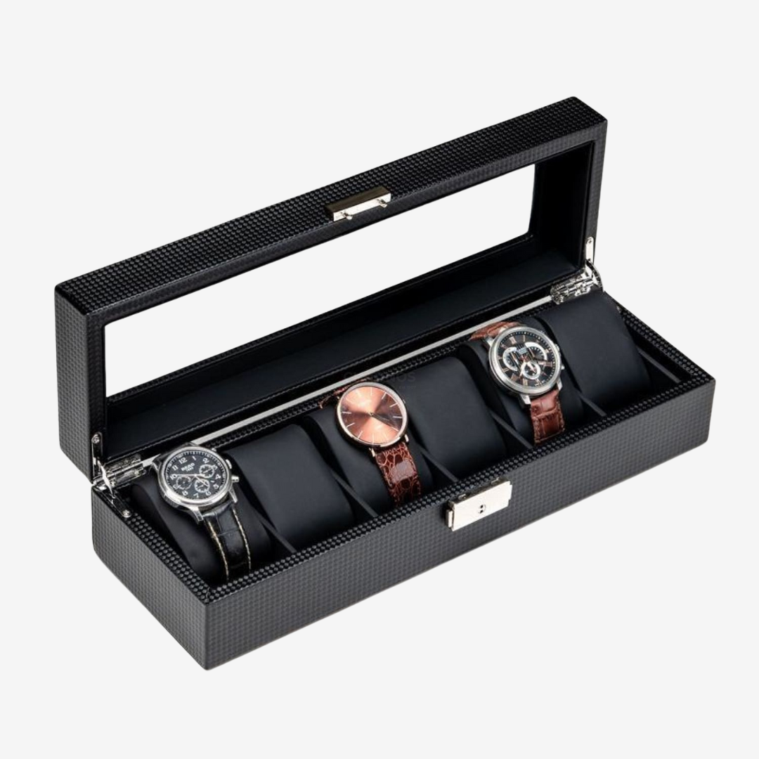 Watch Case - Carbon 6 Slots - Watch Box