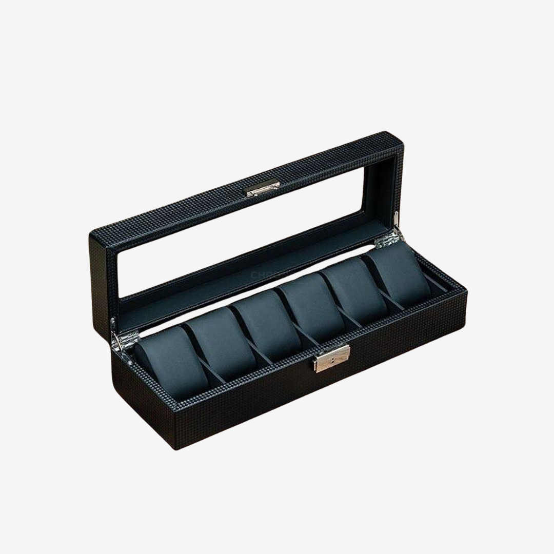 Boîtier de montre - Carbone 6 emplacements - Boîte à montres