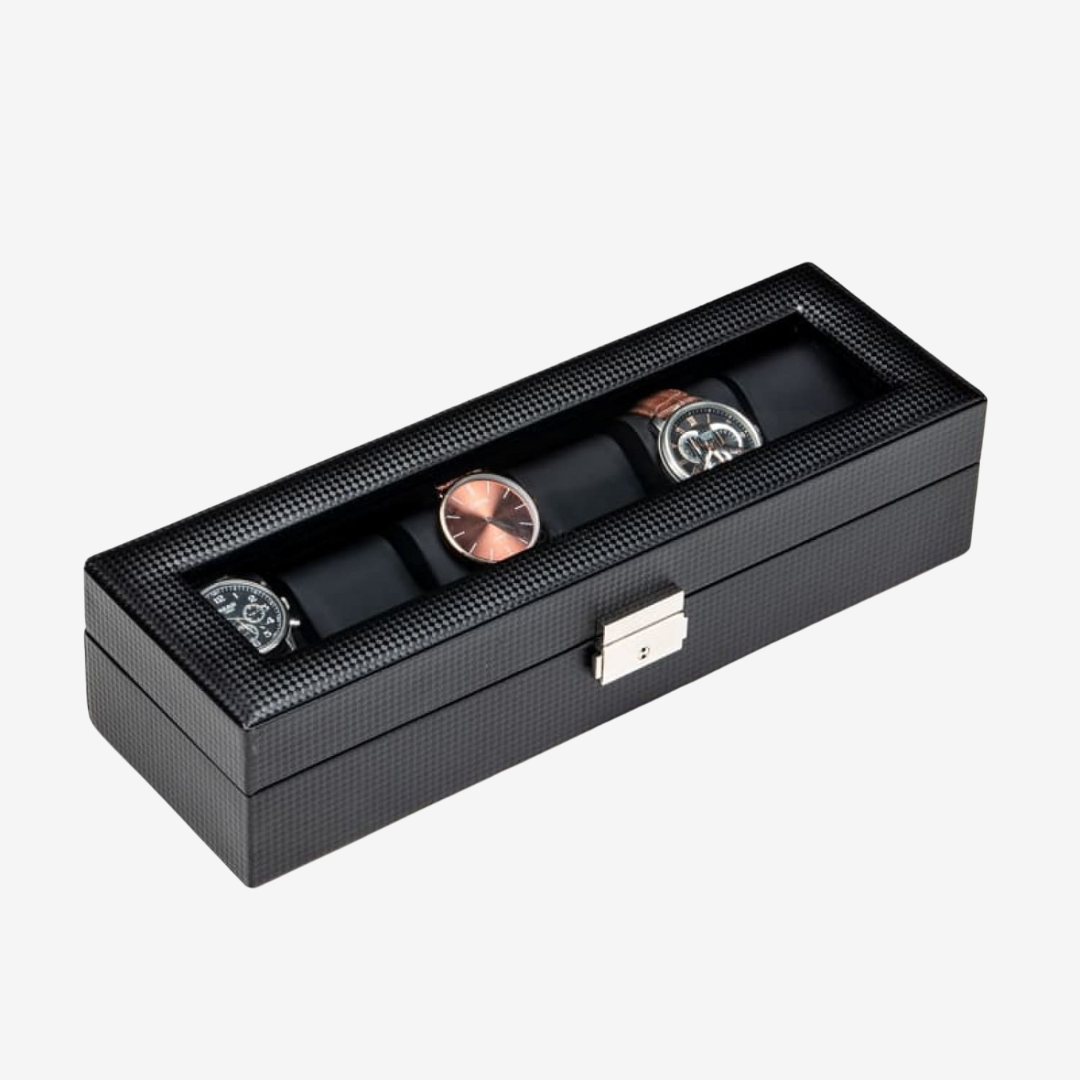 Watch Case - Carbon 6 Slots - Watch Box